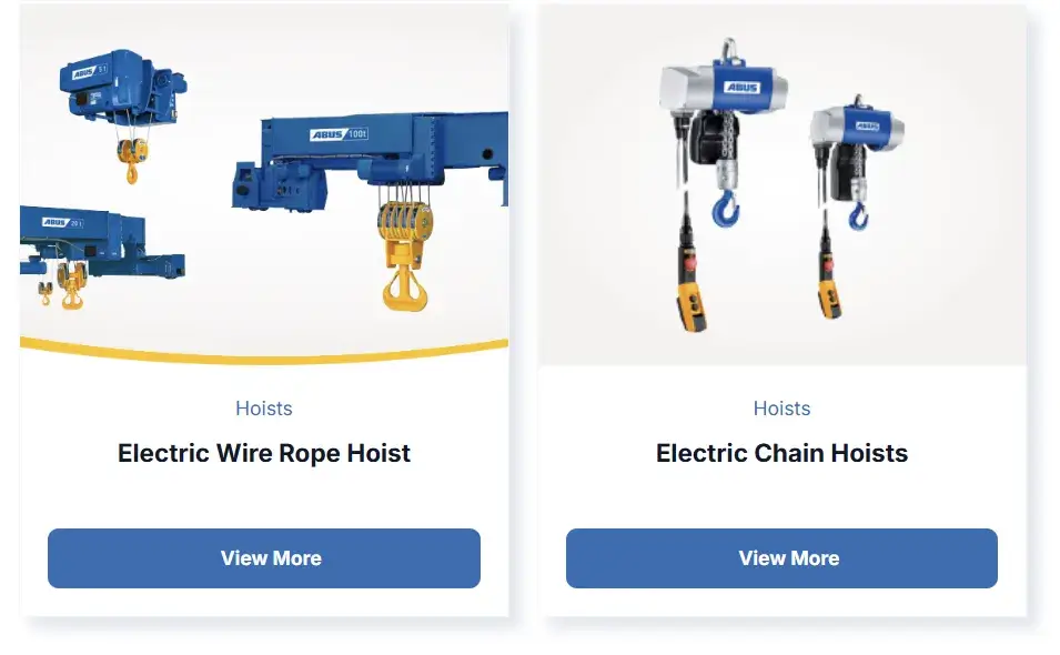 Electric wire rope hoist dan electric chain hoist ABUS untuk aplikasi crane industri