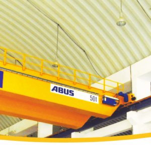Double girder overhead crane ElectroMech dengan ABUS hoist untuk heavy-duty material handling di fasilitas industri