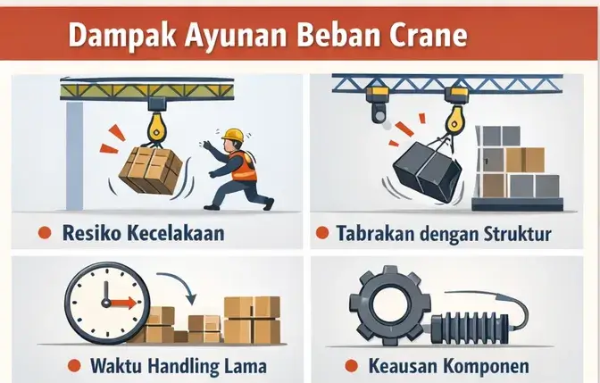 dampak pendulum effect pada beban dan crane