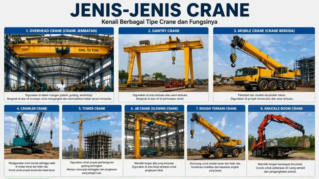 Jenis jenis Crane berdasarkan fungsinya dan paling umum di Indonesia